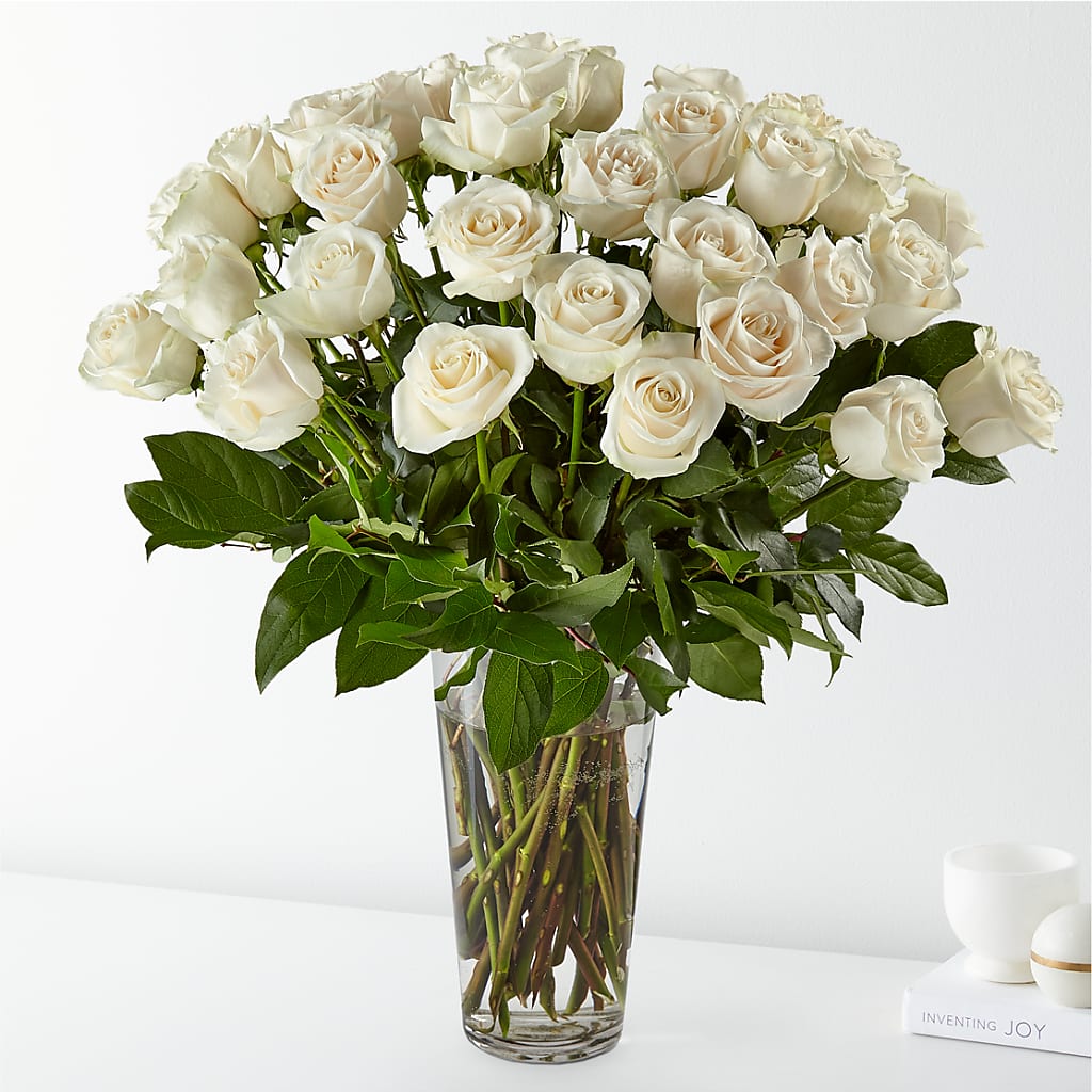 Long Stem White Rose Bouquet – Creative Florist, Cherry Valley MA