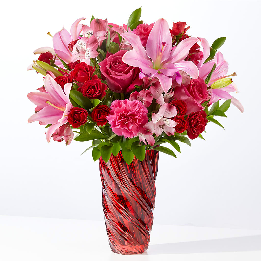 In Love Bouquet with Luxe Swirl Vase – Creative Florist, Cherry Valley MA