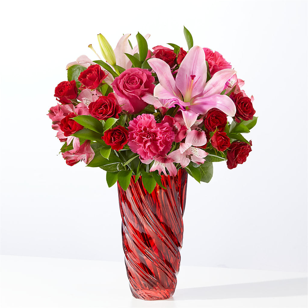 In Love Bouquet with Luxe Swirl Vase – Creative Florist, Cherry Valley MA