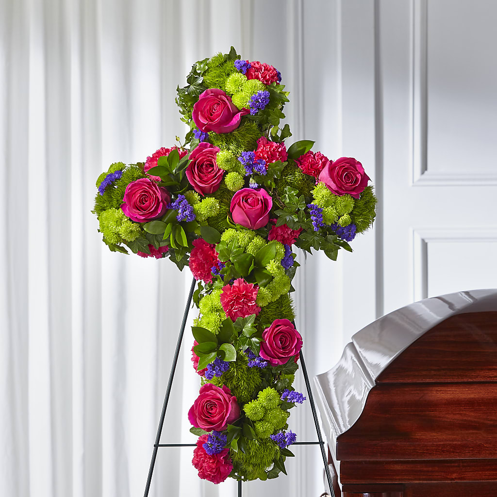 Tribute Rose Floral Cross – Creative Florist, Cherry Valley MA