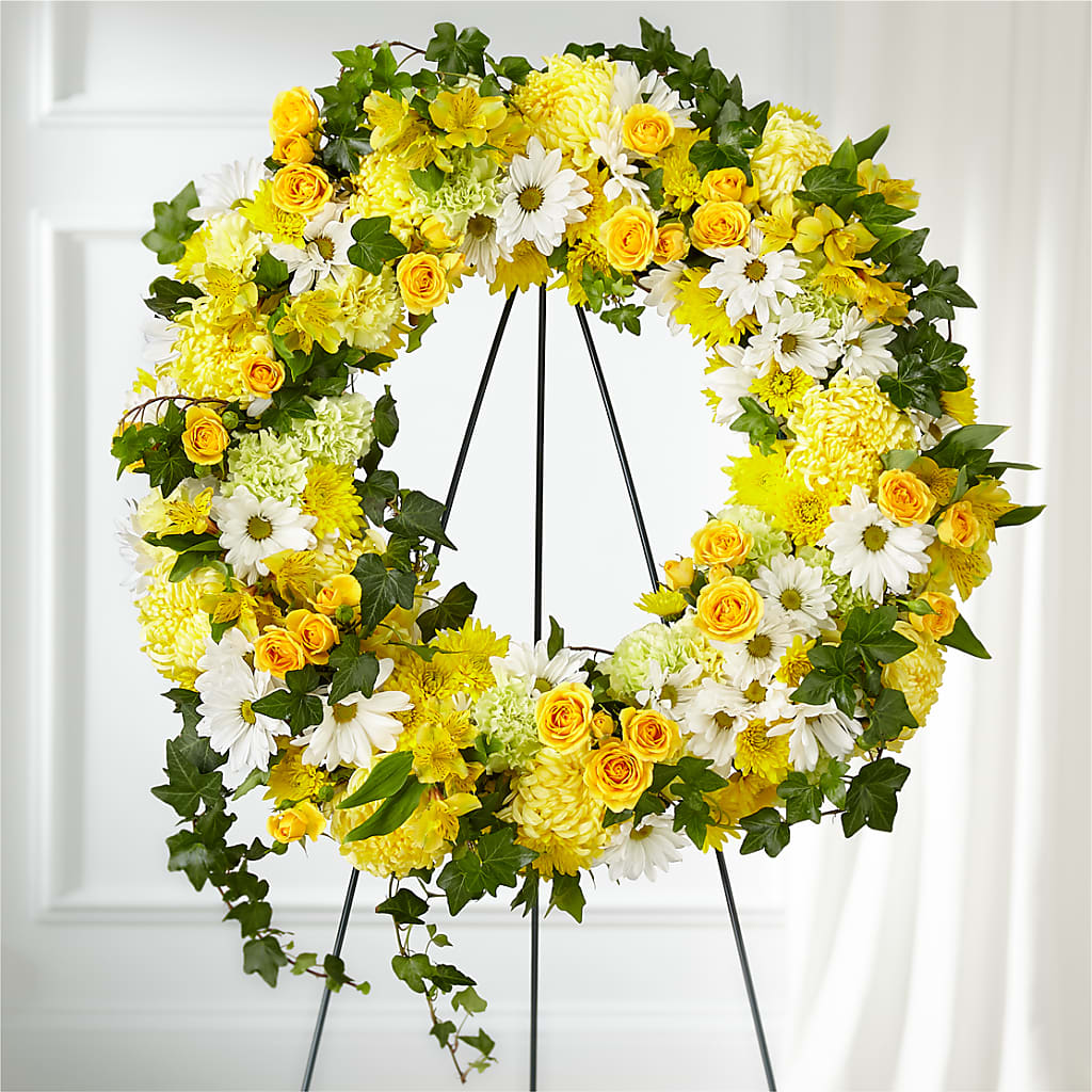 Golden Remembrance Wreath – Creative Florist, Cherry Valley MA