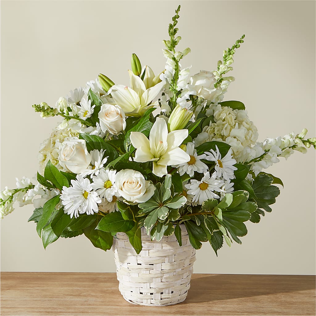 Ivory Elegance Floral Basket – Creative Florist, Cherry Valley MA