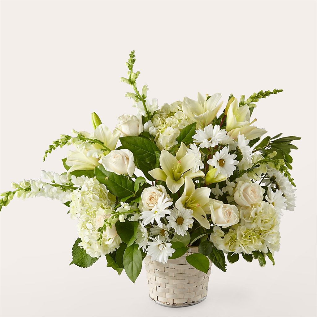 Ivory Elegance Floral Basket – Creative Florist, Cherry Valley MA