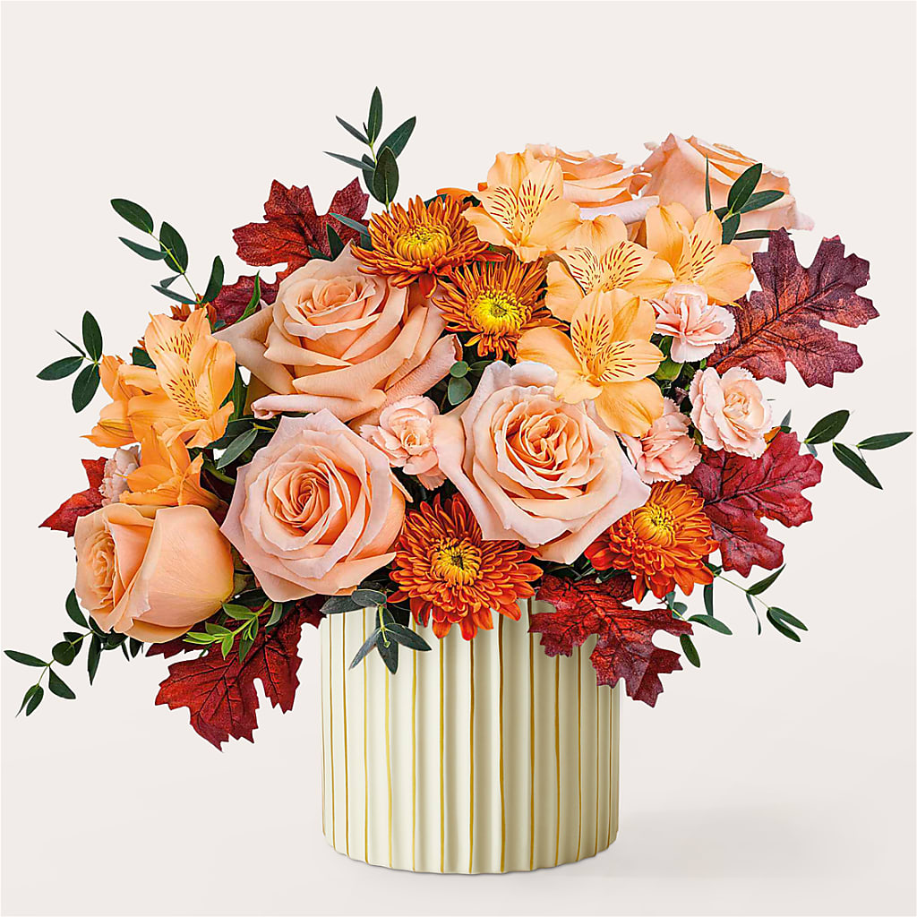 Spiced Latte Bouquet with Ivory Vase – Creative Florist, Cherry Valley MA