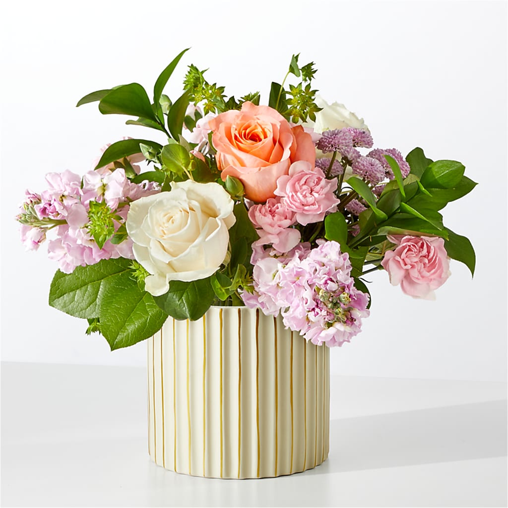 French Market Bouquet with Ivory Vase – Creative Florist, Cherry Valley MA