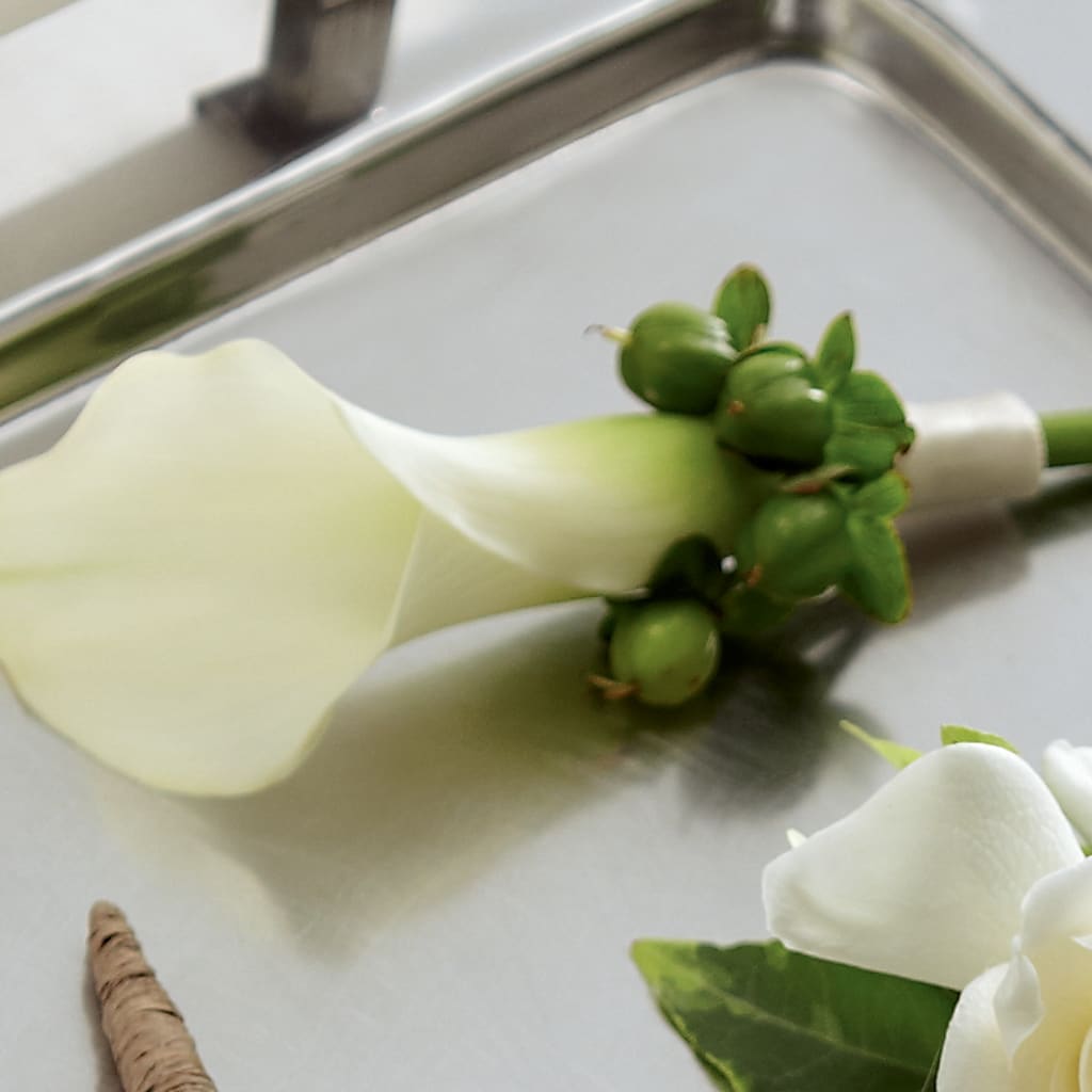 White Calla Boutonniere – Creative Florist, Cherry Valley MA