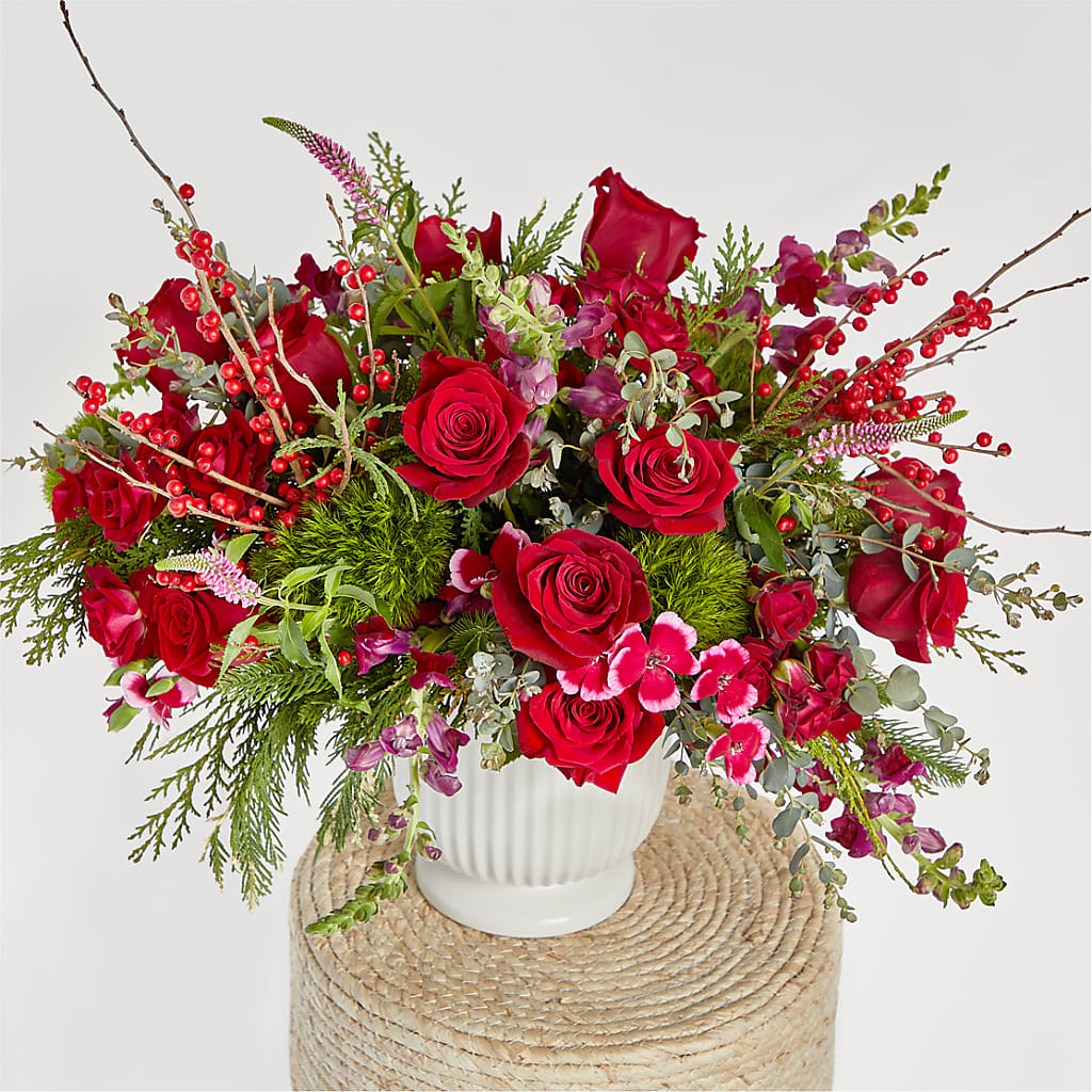Big Red Bow Bouquet –  Creative Florist, Cherry Valley MA