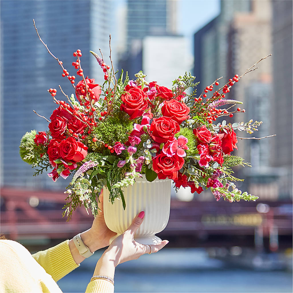 Big Red Bow Bouquet –  Creative Florist, Cherry Valley MA