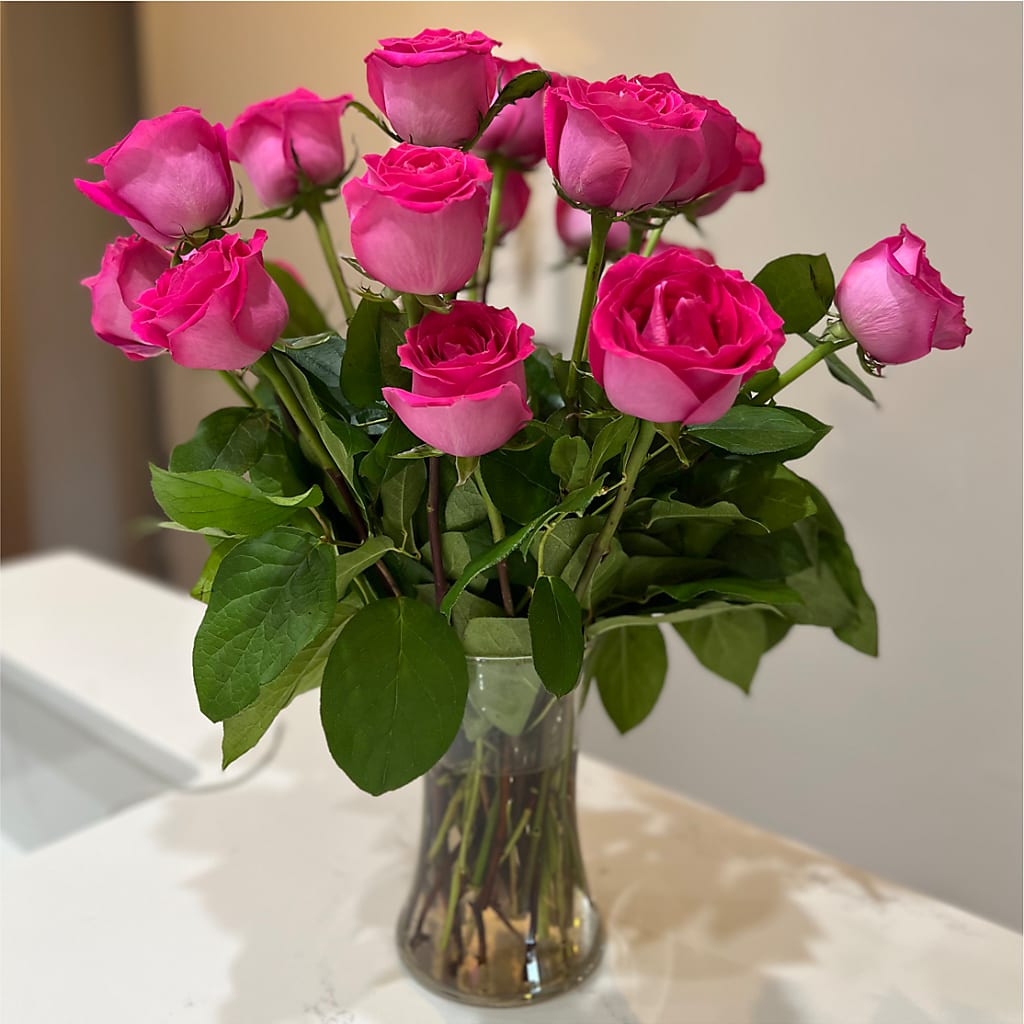 Long Stem Pink Rose Bouquet –  Creative Florist, Cherry Valley MA