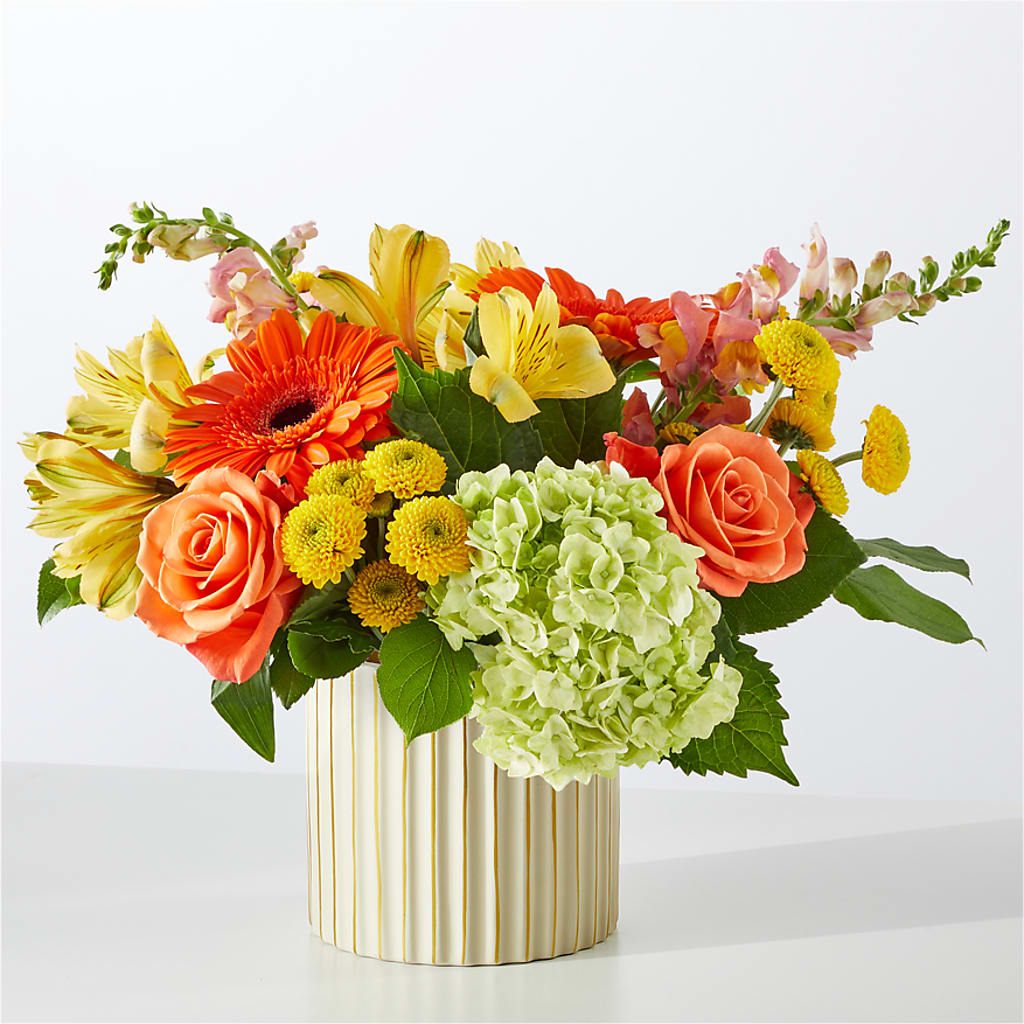 Autumn Sunshine Bouquet with Ivory Vase –  Creative Florist, Cherry Valley MA