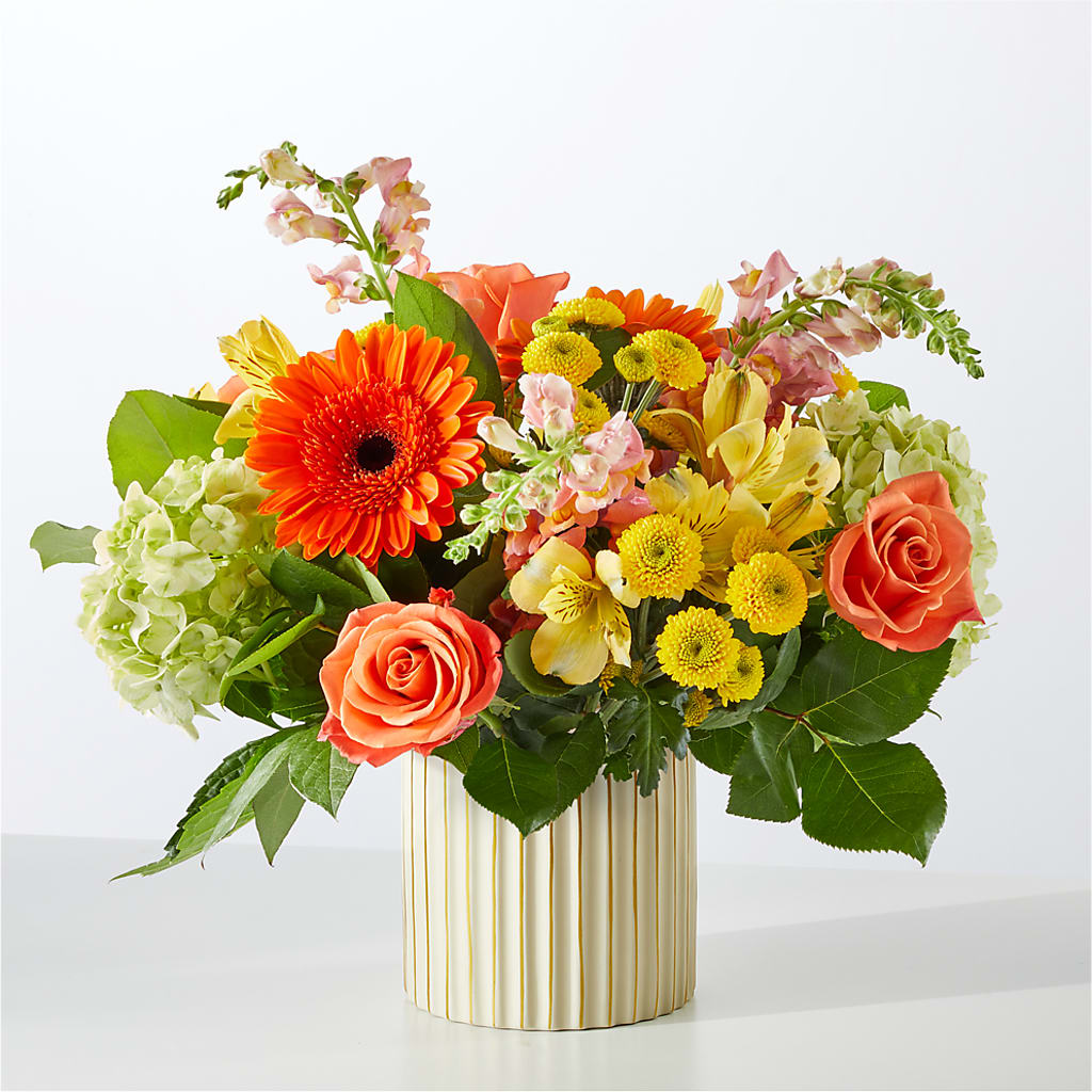 Autumn Sunshine Bouquet with Ivory Vase –  Creative Florist, Cherry Valley MA