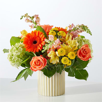 Autumn Sunshine Bouquet with Ivory Vase –  Creative Florist, Cherry Valley MA