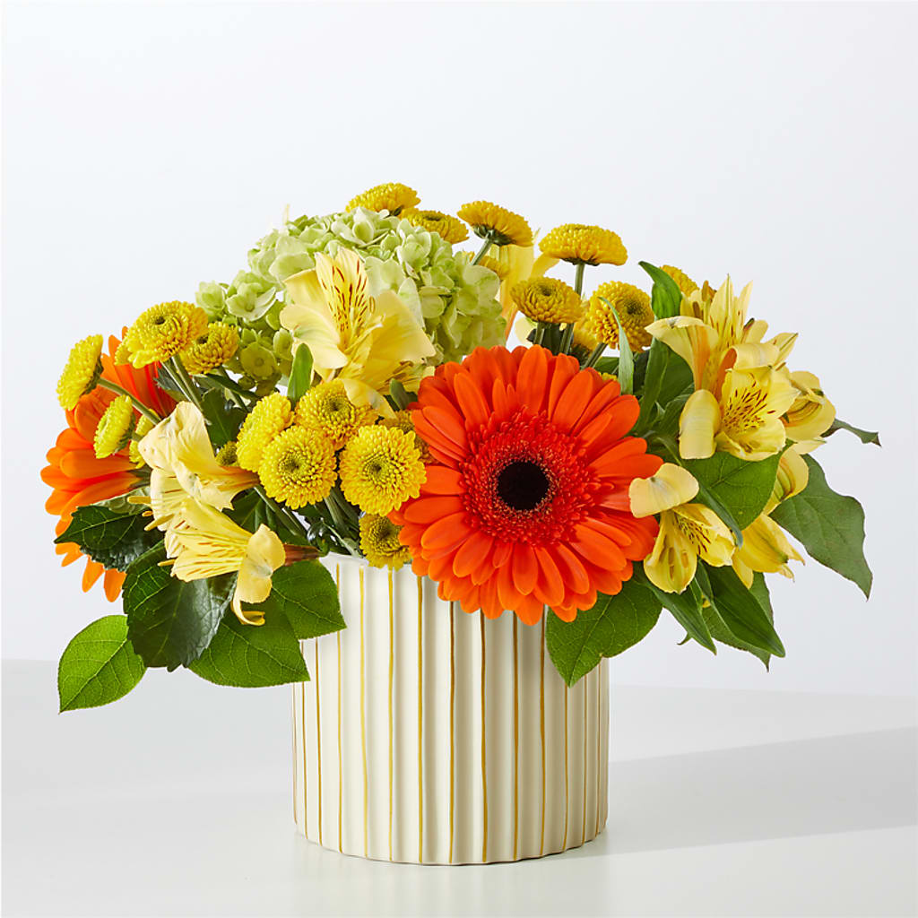Autumn Sunshine Bouquet with Ivory Vase –  Creative Florist, Cherry Valley MA