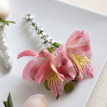 Pink Peruvian Lily Boutonniere –  Creative Florist, Cherry Valley MA